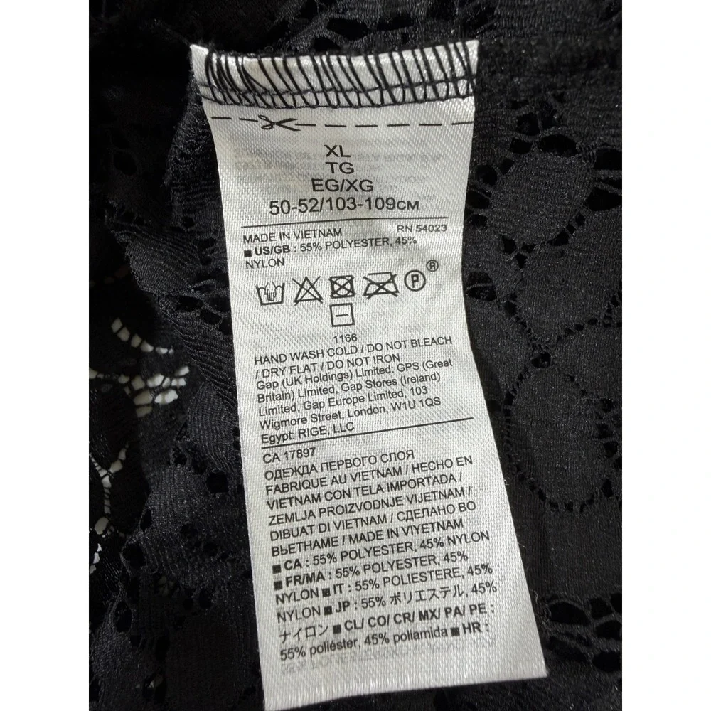 Banana Republic‎ Lace Blouse XL Black Bell Sleeve Floral Boho Whimsigoth Goth